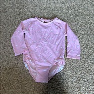 Vineyard Vines Pink Long Sleeve Baby One-Piece Swimsuit with Whale Print